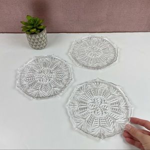 Set of 3 Octagon Clear Crystal Plates